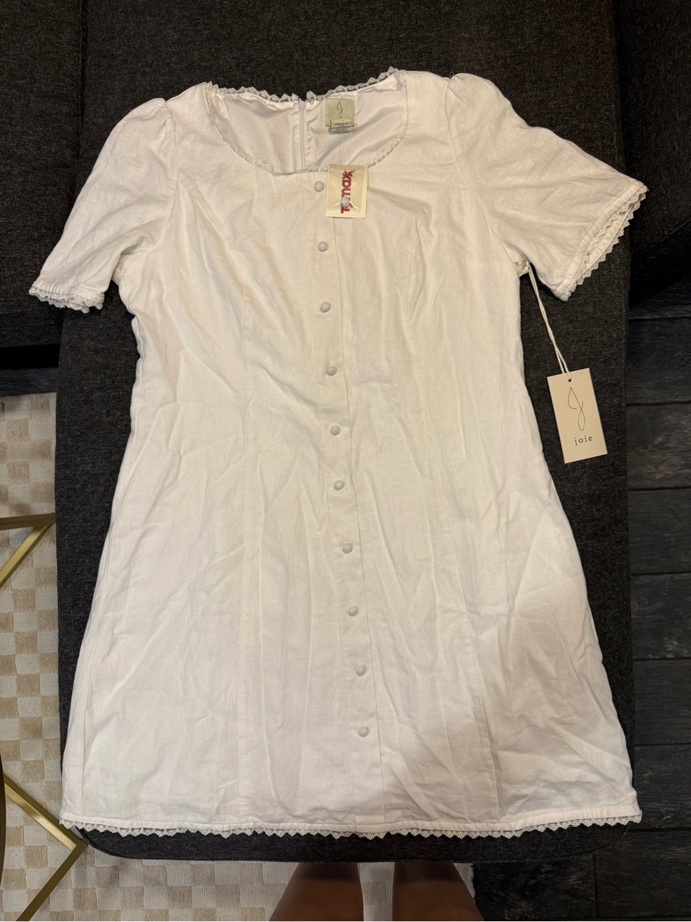 White Lace Trim Dress